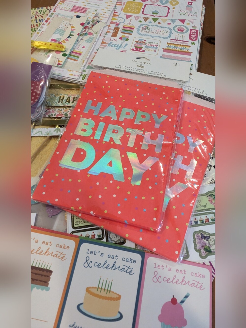 HAPPY BIRTHDAY Large Pack of Assorted Decorations, Scrapbook Supplies